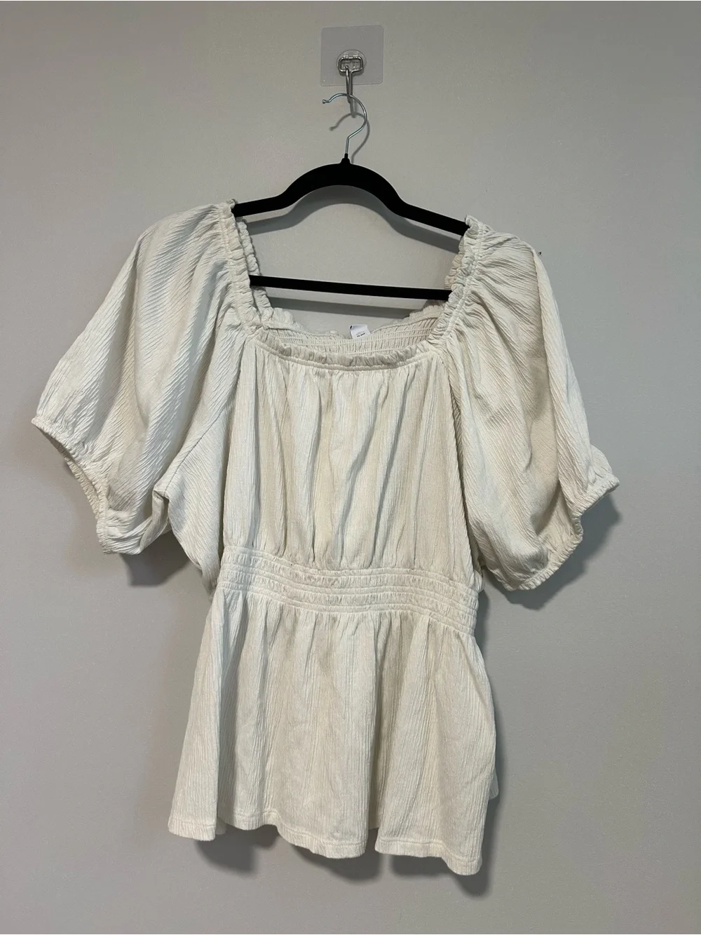 Old Navy Cream Square-Neck Puff Sleeve Blouse